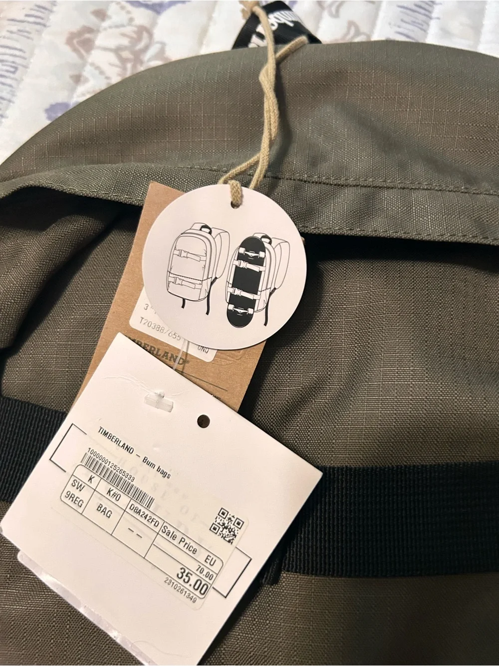 Timberland Olive Green and Black Rugged Logo Backpack